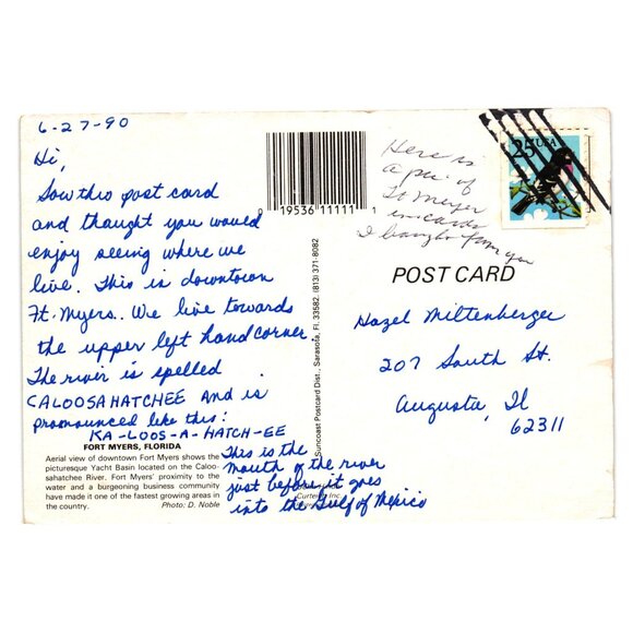 Vintage Postcard Fort Myers Florida Downtown View Marinas Boats Coastal Scene - Picture 2 of 2